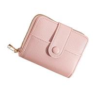 Portafoglio da donna con bottone a pressione porta carte in pelle PU portamonete portamonete portamonete, rosa