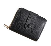 Portafoglio da donna con bottone a pressione porta carte in pelle PU portamonete portamonete portamonete, Nero