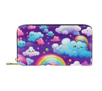 Portafoglio da donna con cerniera e pochette per telefono, arcobaleno Happy Clouds, borsa da viaggio in pelle pochette porta carte organizer portafogli, Multicolore, Taglia unica