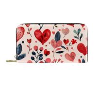 Portafoglio da donna con cerniera e pochette per telefono, San Valentino pianta cuore, borsa da viaggio in pelle pochette porta carte organizzatore portafogli, Multicolore, Taglia unica