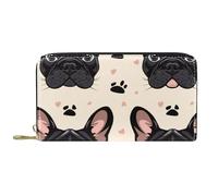 Portafoglio da donna con cerniera e pochette per telefono, testa di bulldog francese nera, borsa da viaggio in pelle pochette porta carte organizer portafogli, Multicolore, Taglia unica