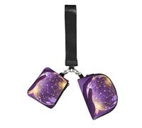 Portafoglio da donna con ciondolo a forma di sfera di cristallo con stelle, piccola borsa da polso per chiavi e carte, confezione da 2 tasche con cerniera per corsa, palestra, viaggi, sport all'aria