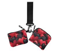 Portafoglio da donna con cuore rosso nero e nero, mini portamonete alla moda, portachiavi con tasca con cerniera, per donna, confezione da 2, rosso cuore nero San Valentino, 1 size, Casual