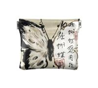 Portafoglio da donna con farfalla nera, in pelle sintetica, impermeabile, mini porta carte di credito, Farfalla nera calligrafia cinese, 1 size