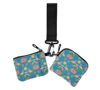 Portafoglio da donna con fenicotteri verdi Tropadelic porta carte di credito sottile staccabile portafoglio portachiavi con cerniera tasca portamonete per donna 2 pezzi