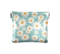 Portafoglio da donna con fiori di margherita blu chiaro Coin Pouches Squeeze Change Purse, Fiore di margherita Azzurro, 4,3" x 3,7", spremere, Fiore margherita azzurro, 4.3" x 3.7", Spremere