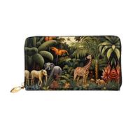 Portafoglio da donna, con motivo animali nella foresta pluviale, portafoglio lungo, porta carte di credito, portamonete da viaggio, nero, taglia unica, Nero , Taglia unica