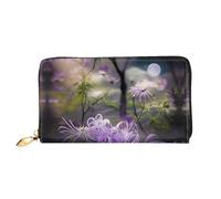 Portafoglio da donna, con motivo floreale viola, portafoglio lungo, porta carte di credito, portamonete da viaggio, nero, taglia unica, Nero , Taglia unica