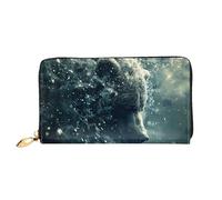 Portafoglio da donna, con motivo orso nel fiume, portafoglio lungo, porta carte di credito, portamonete da viaggio, nero, taglia unica, Nero , Taglia unica