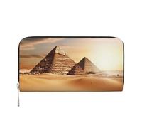 Portafoglio da donna con piramide egiziana nel deserto con cerniera intorno al portafoglio in pelle PU per telefono pochette porta carte organizer per donne signore, nero, taglia unica, Nero , Taglia