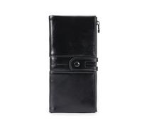 Portafoglio da donna con più slot for carte, funzione di schermatura RFID, cerniera integrata sicurezza e praticità, migliora il tuo stile vita ed è un ottimo regalo(Black)