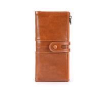 Portafoglio da donna con più slot for carte, funzione di schermatura RFID, cerniera integrata sicurezza e praticità, migliora il tuo stile vita ed è un ottimo regalo(Brown)
