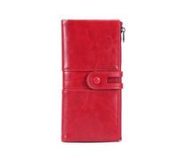 Portafoglio da donna con più slot for carte, funzione di schermatura RFID, cerniera integrata sicurezza e praticità, migliora il tuo stile vita ed è un ottimo regalo(Red)