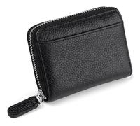 Portafoglio da donna con protezione RFID, portafoglio da donna piccolo in vera pelle, con chiusura lampo e molti scomparti, mini portafoglio da donna per donne e ragazze, 01-nero., s, casual