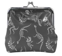 Portafoglio da donna con scheletro a forma di dinosauro, in pelle, simpatico lucchetto da bacio, borsa per cambio valuta, scheletro di dinosauro, classico, Scheletri di dinosauro chic, Classico