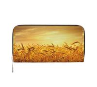 Portafoglio da donna con stampa campo di grano, portafoglio con tasca con cerniera, pochette alla moda come regalo