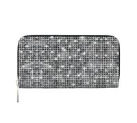 Portafoglio da donna con stampa con paillettes argentate, alla moda, adatto ai viaggi, 7,9 x 3,22,9 cm, casual, pochette regalo per le signore, nero, Taglia unica, Arte