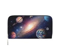 Portafoglio da donna con stampa dello spazio esterno della galassia dell'universo alla moda adatto ai viaggi 7,9 x 3,9 cm casual pochette regalo per le signore, nero, Taglia unica, Arte