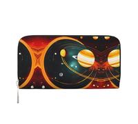 Portafoglio da donna con stampa di Giove Saturno del sistema solare, alla moda, adatto ai viaggi, 7,9 x 3,9 cm, casual, pochette regalo per le signore, nero, Taglia unica, Arte