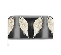 Portafoglio da donna con stampa di piume d'angelo, portafoglio con tasca con cerniera, pochette alla moda come regalo