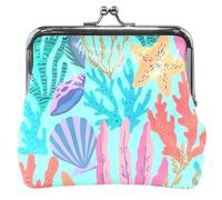 Portafoglio da donna con stampa floreale, in pelle, con chiusura a bacio, oceano carino, verde blu, portamonete, Dolce blu oceano verde, Taglia unica, Classico