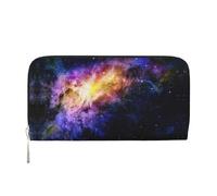 Portafoglio da donna con stampa galassia nell'universo, alla moda, adatto ai viaggi, 7,9 x 3,9 cm, casual, pochette regalo per le signore, nero, Taglia unica, Arte