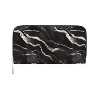 Portafoglio da donna con stampa marmorizzata in oro rosa nero, portafoglio con tasca con cerniera, pochette alla moda come regalo