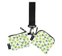 Portafoglio da donna con tasca con chiusura per uomo e donna, 2 confezioni, Clover Leaf San Patrizio Trifoglio Lucky Green Doodle, 4.13"(L) x 3.5"(W), Accessorio da viaggio