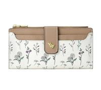 Portafoglio da donna, design sottile e confortevole, 9 x 19 x 1,5 cm, porta carte di credito, con cerniera, grande capacità, per viaggi, pendolari, shopping, spiaggia, gite quotidiane, cachi,