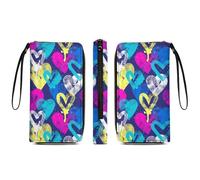 Portafoglio da donna di grande capacità, borsa lunga da viaggio in pelle PU con simpatici gnomi, cappelli rossi di Natale, cuori d'amore, porta carte di credito con cerniera per San Valentino e più sc