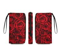 Portafoglio da donna di grande capacità, borsa lunga da viaggio in pelle PU con stampa di parole, cuore, labbra, San Valentino, porta carte di credito con cerniera rosa e più scomparti per carte