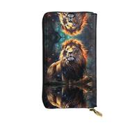 Portafoglio da donna di grande capacità, per carte di credito, contanti, monete, multitasche, tasca portaoggetti con cerniera, portafoglio lungo in pelle The Proud Lion, Nero , Taglia unica