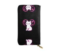 Portafoglio da donna di grande capacità, portafoglio multi-slot per carte di credito contanti monete, tasca portaoggetti con cerniera. Portafoglio lungo in pelle con cuore rosso, Nero , Taglia unica