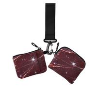 Portafoglio da donna finto glitter marmo grano rosso portamonete minimalista con cerniera portamonete con cerniera tasca portamonete per signore 2 pezzi, Falso Glitter Marmo grano, 1 size, Stampa