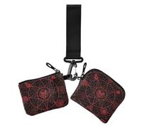 Portafoglio da donna gotico rosso nero per tarocchi di Halloween astrologia cambio porta carte di credito mini porta carte di credito alla moda con cinturino da polso per lavoro e viaggi, confezione