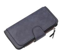 Portafoglio da donna grande con tasca con cerniera sottile porta carte borsa da viaggio Compatible with la gestione del denaro contante portafogli in pelle da donna 3 pieghe(Donker Blauw)