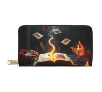 Portafoglio da donna in bronzo magico con stampa di tarocchi, portafoglio multi card in pelle, portafogli lunghi da donna