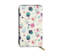 Portafoglio da donna in pelle a righe verdi, carino pochette da donna, minimalista, impermeabile, porta carte di credito, Cupcake Candy Hearts Sweet, Taglia unica, Minimalista