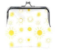 Portafoglio da donna in pelle bianca con fibbia, scarabocchio, scarabocchio, carino Sunny Doodles White, UNITALLA Cute Sunny Doodles White, Carino Sunny Doodles White, Taglia unica, Classic