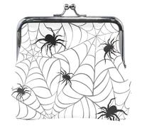 Portafoglio da donna in pelle bianca con motivo ragnatela con fibbia e chiusura a bacio per ragazze, Spider Web White, UNITALLA Spider Web White, UNITALLA Classic, Spider Web White, Taglia unica