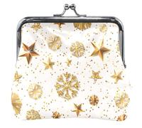 Portafoglio da donna in pelle bianca con stelle dorate con chiusura a bacio, borsa per il cambio di denaro, per ragazze bianche dorate, classico, Stelle dorate bianche, Classic