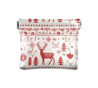 Portafoglio da donna in pelle bianca scandinava con cervi e fiocchi di neve di Natale, mini borsa per il trucco per donna, Scandinavo Natale cervo fiocco di neve bianco, Decorazione