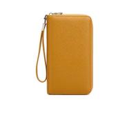 Portafoglio da donna in pelle bovina pieno fiore, borsa con cerniera, organizer di grande capacità con scomparti per carte, portafoglio da viaggio con protezione, giallo