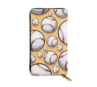 Portafoglio da donna in pelle colorata con pannelli di legno, carino pochette per donne, minimalista, impermeabile, porta carte di credito, Progettazione di sport della palla di softball del modello