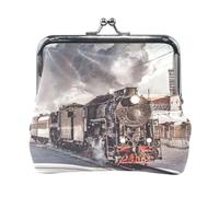 Portafoglio da donna in pelle con 10 monete, porta carte, chiavi e monete, con chiusura a scatto, pochette, piccola borsa da donna con fibbia, simpatico bradipo sui rami di un albero con foglie verdi.
