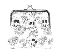 Portafoglio da donna in pelle con 11 monete, porta carte, chiavi e monete, con chiusura a scatto, pochette, piccola borsa da donna con fibbia, stampa Mr. Snowman e Mrs. Snowman Bird Snow Day Blue