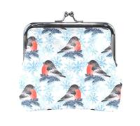 Portafoglio da donna in pelle con 20 monete, con chiusura a scatto, porta carte, chiavi e monete, con chiusura a scatto, pochette da donna, piccola borsa con fibbia, stampa ciuffolotto su rami di albe