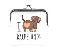 Portafoglio da donna in pelle con 3 portamonete, con chiusura a scatto, porta carte, portachiavi, porta monete, pochette, piccola borsa da donna con fibbia, stampa con simpatico cane bassotto marrone