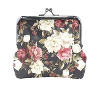 Portafoglio da donna in pelle con 3 portamonete, porta carte, portachiavi, porta monete, chiusura a scatto, pochette, piccola borsa da donna con fibbia, stampa stelle marine e conchiglie su legno.