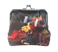 Portafoglio da donna in pelle con 4 monete, porta carte con chiusura a scatto, portamonete, portamonete, pochette, piccola borsa da donna con fibbia, stampa fiori di magnolia e foglie su piastrelle ma